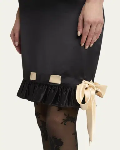 Valentino Garavani Ribbon Ruffle Hem Double Satin Skirt | Thumbnail 9