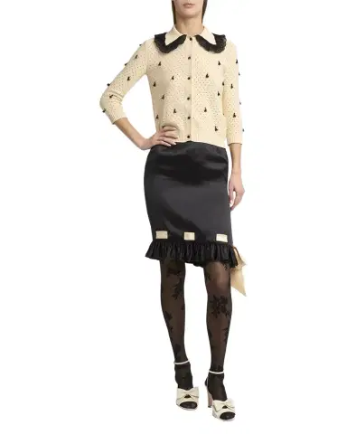 Valentino Garavani Ribbon Ruffle Hem Double Satin Skirt | Thumbnail 1
