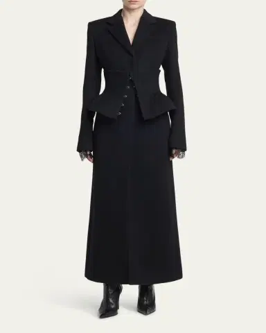 Alexander McQueen Long Corset Wool-Cashmere Coat | Thumbnail 2 Alexander McQueen Long Corset Wool-Cashmere Coat | Thumbnail 2