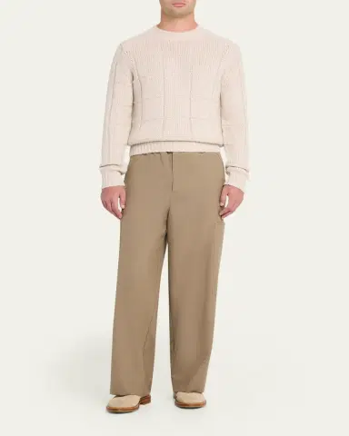 Iris Von Arnim Men's Brayden Cashmere-Silk Check Knit Crewneck Sweater | Thumbnail 2 Iris Von Arnim Men's Brayden Cashmere-Silk Check Knit Crewneck Sweater | Thumbnail 2