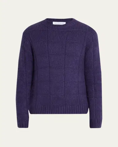 Iris Von Arnim Men's Brayden Cashmere-Silk Check Knit Crewneck Sweater | Thumbnail 6 Iris Von Arnim Men's Brayden Cashmere-Silk Check Knit Crewneck Sweater | Thumbnail 6