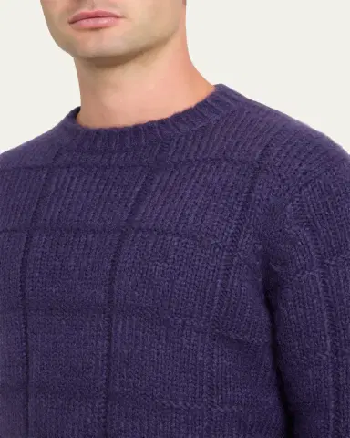 Iris Von Arnim Men's Brayden Cashmere-Silk Check Knit Crewneck Sweater | Thumbnail 10 Iris Von Arnim Men's Brayden Cashmere-Silk Check Knit Crewneck Sweater | Thumbnail 10