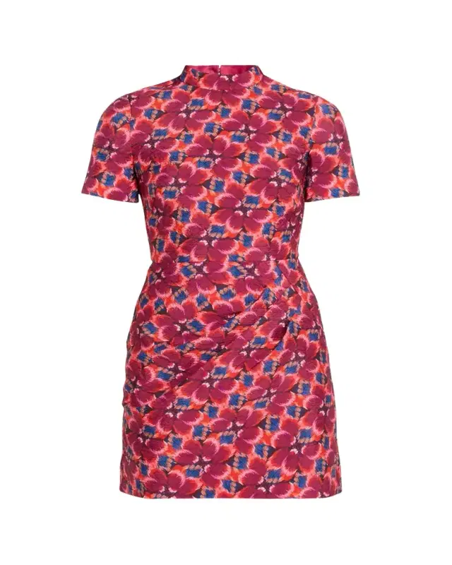 Draped Floral Mini Dress