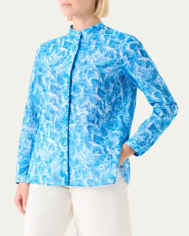 Akris Whitecaps Cotton Voile Button-Front Blouse | Thumbnail 4 Akris Whitecaps Cotton Voile Button-Front Blouse | Thumbnail 4