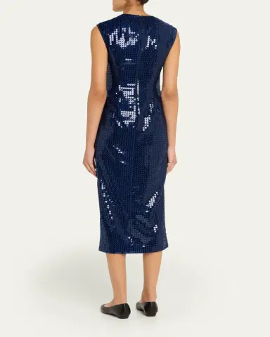 Akris Corded Sequin Chiffon Midi Sheath Dress | Thumbnail 3 Akris Corded Sequin Chiffon Midi Sheath Dress | Thumbnail 3