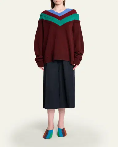 LOEWE x Albers Layered V-Neck Wool Sweater | Thumbnail 2 LOEWE x Albers Layered V-Neck Wool Sweater | Thumbnail 2