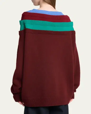 LOEWE x Albers Layered V-Neck Wool Sweater | Thumbnail 3 LOEWE x Albers Layered V-Neck Wool Sweater | Thumbnail 3