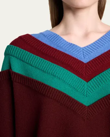 LOEWE x Albers Layered V-Neck Wool Sweater | Thumbnail 5 LOEWE x Albers Layered V-Neck Wool Sweater | Thumbnail 5