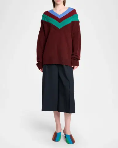 LOEWE x Albers Layered V-Neck Wool Sweater | Thumbnail 6 LOEWE x Albers Layered V-Neck Wool Sweater | Thumbnail 6