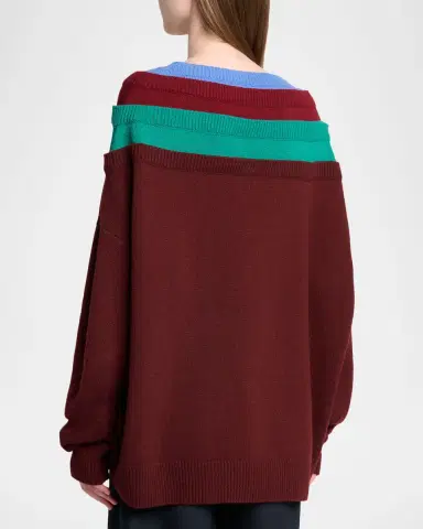 LOEWE x Albers Layered V-Neck Wool Sweater | Thumbnail 7 LOEWE x Albers Layered V-Neck Wool Sweater | Thumbnail 7