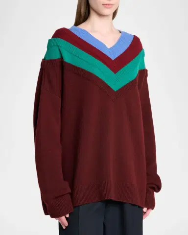 LOEWE x Albers Layered V-Neck Wool Sweater | Thumbnail 8 LOEWE x Albers Layered V-Neck Wool Sweater | Thumbnail 8