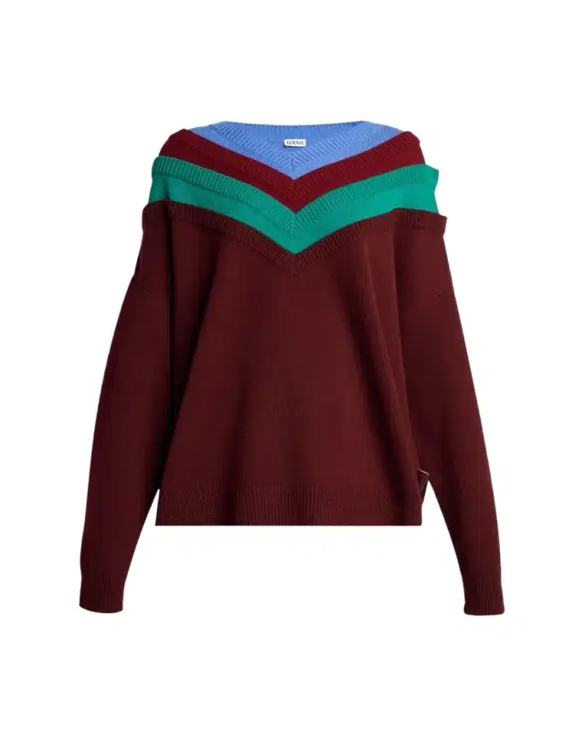 x Albers Layered V-Neck Wool Sweater