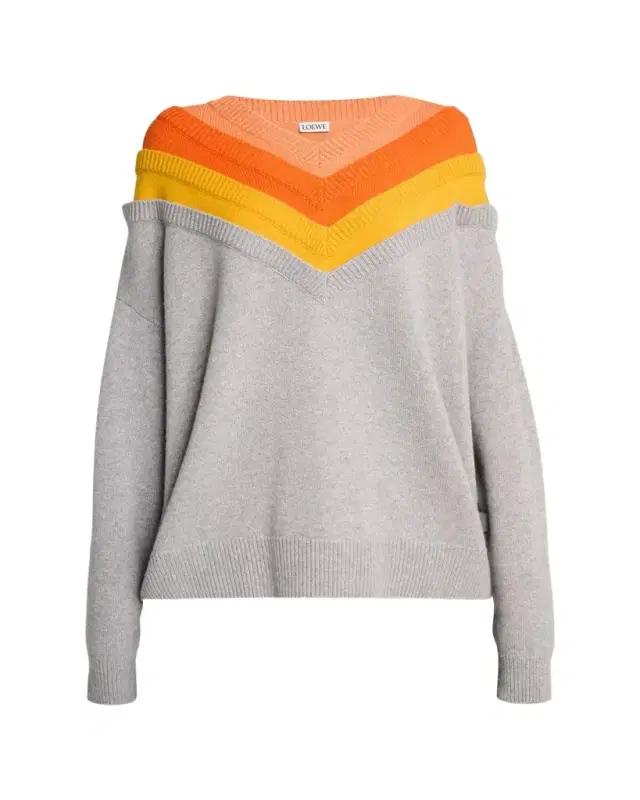 Layered V-Neck Wool Oversized Sweater