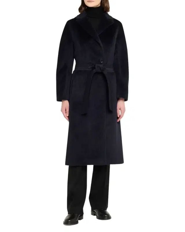 Pressed Alpaca Wool Blend Wrap Coat