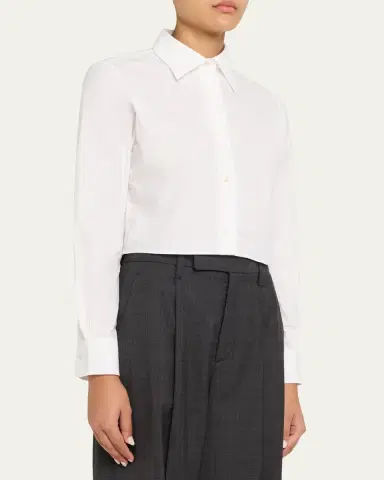 OFFICINE GÉNÉRALE Cataleya Cropped Cotton Poplin Shirt | Thumbnail 4 OFFICINE GÉNÉRALE Cataleya Cropped Cotton Poplin Shirt | Thumbnail 4