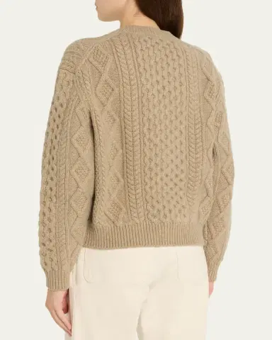Loro Piana Eyre Cashmere Fisherman Knit Crewneck Sweater | Thumbnail 3 Loro Piana Eyre Cashmere Fisherman Knit Crewneck Sweater | Thumbnail 3