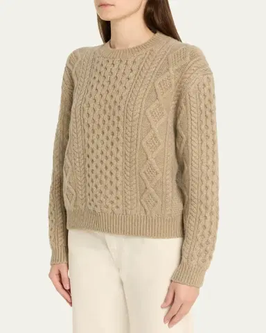 Loro Piana Eyre Cashmere Fisherman Knit Crewneck Sweater | Thumbnail 4 Loro Piana Eyre Cashmere Fisherman Knit Crewneck Sweater | Thumbnail 4