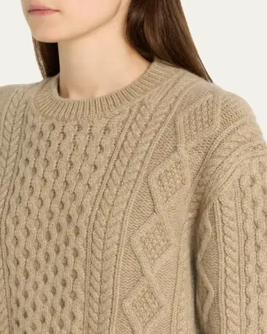 Loro Piana Eyre Cashmere Fisherman Knit Crewneck Sweater | Thumbnail 5 Loro Piana Eyre Cashmere Fisherman Knit Crewneck Sweater | Thumbnail 5