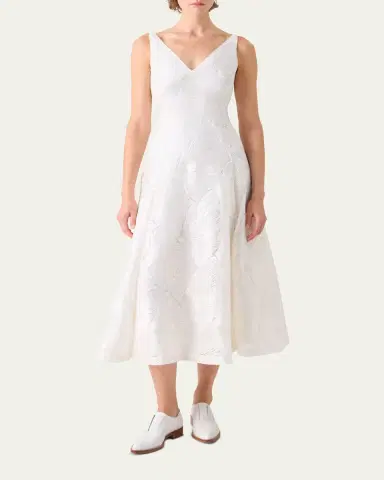 Akris Lacquered Sea Faille Sleeveless Midi Dress | Thumbnail 2 Akris Lacquered Sea Faille Sleeveless Midi Dress | Thumbnail 2