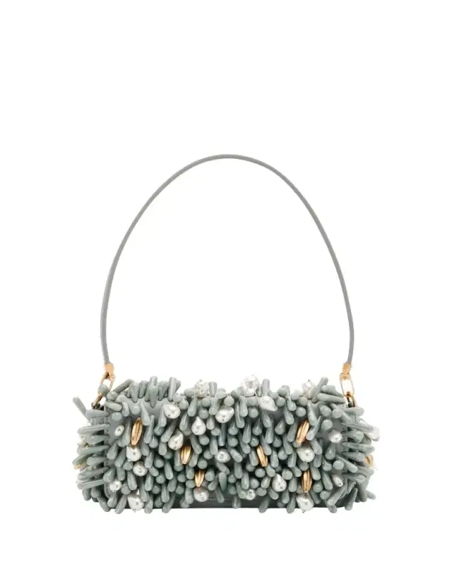 Cult Gaia Perla Beaded Leather Shoulder Bag