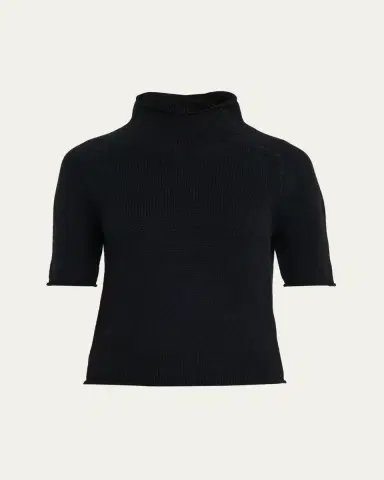 Lisa Yang Fride Short-Sleeved Mock-Neck Cashmere Sweater | Thumbnail 6