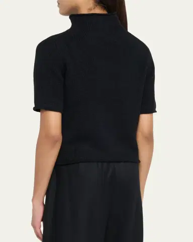 Lisa Yang Fride Short-Sleeved Mock-Neck Cashmere Sweater | Thumbnail 8