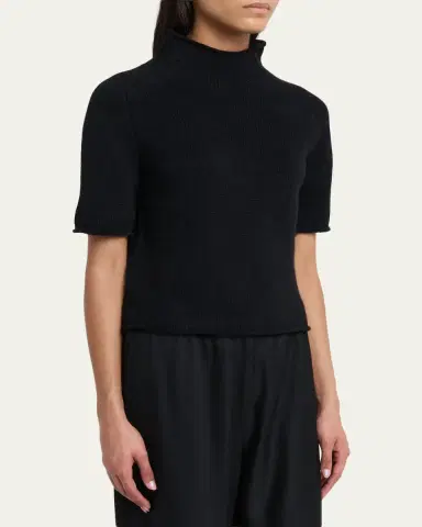 Lisa Yang Fride Short-Sleeved Mock-Neck Cashmere Sweater | Thumbnail 9