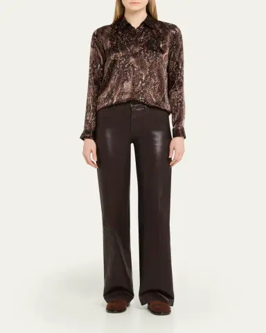 L'Agence Clayton High-Rise Coated Wide-Leg Jeans - Exclusive | Thumbnail 2