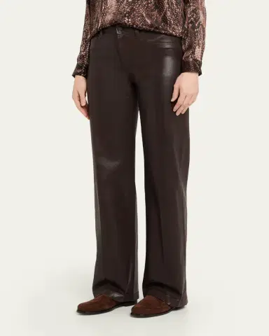 L'Agence Clayton High-Rise Coated Wide-Leg Jeans - Exclusive | Thumbnail 4