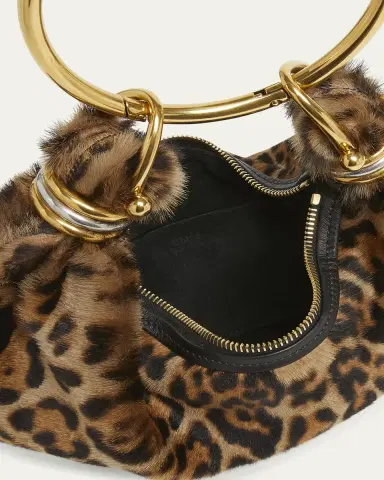 Chloé Bracelet Hobo Bag in Leopard-Print Shearling | Thumbnail 4 Chloé Bracelet Hobo Bag in Leopard-Print Shearling | Thumbnail 4