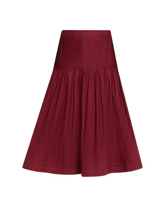 Rosa Pleated Drop-Waist Midi Skirt