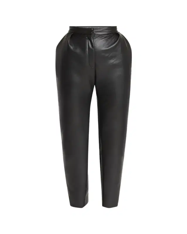 Eco Leather Pleated Tapered-Leg Pants