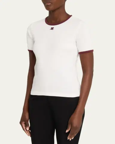 Courrèges Contrast Trim Short-Sleeve T-Shirt | Thumbnail 4