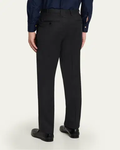 Kiton Men's Wool and Cashmere Flat-Front Pants | Thumbnail 3 Kiton Men's Wool and Cashmere Flat-Front Pants | Thumbnail 3