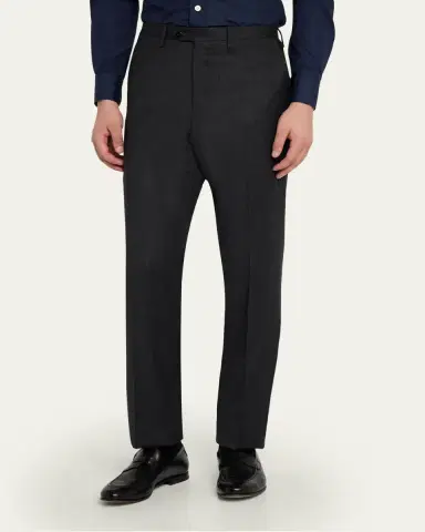 Kiton Men's Wool and Cashmere Flat-Front Pants | Thumbnail 4 Kiton Men's Wool and Cashmere Flat-Front Pants | Thumbnail 4
