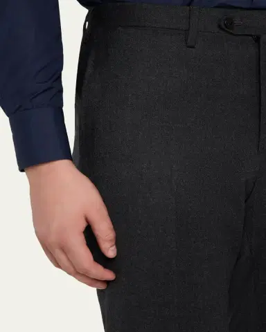 Kiton Men's Wool and Cashmere Flat-Front Pants | Thumbnail 5 Kiton Men's Wool and Cashmere Flat-Front Pants | Thumbnail 5