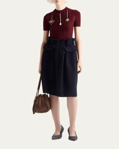 Prada Pendant Short-Sleeve Wool Sweater | Thumbnail 2 Prada Pendant Short-Sleeve Wool Sweater | Thumbnail 2
