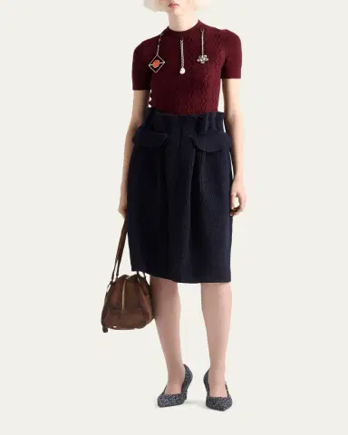 Prada Pendant Short-Sleeve Wool Sweater | Thumbnail 6 Prada Pendant Short-Sleeve Wool Sweater | Thumbnail 6