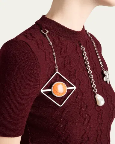 Prada Pendant Short-Sleeve Wool Sweater | Thumbnail 9 Prada Pendant Short-Sleeve Wool Sweater | Thumbnail 9