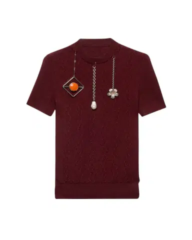Prada Pendant Short-Sleeve Wool Sweater | Thumbnail 1 Prada Pendant Short-Sleeve Wool Sweater | Thumbnail 1
