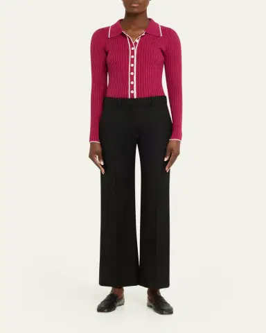 Anna Quan Ashlen Button-Front Rib-Knit Top | Thumbnail 2