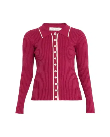 Anna Quan Ashlen Button-Front Rib-Knit Top | Thumbnail 1
