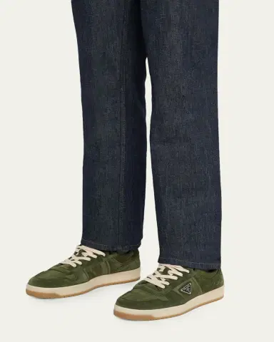 Prada Men's Downtown Nylon and Suede Low-Top Sneakers | Thumbnail 2