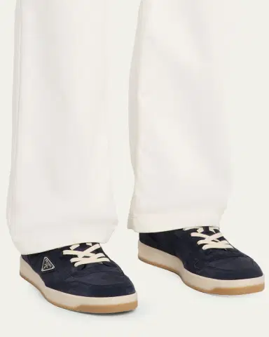 Prada Men's Downtown Nylon and Suede Low-Top Sneakers | Thumbnail 8