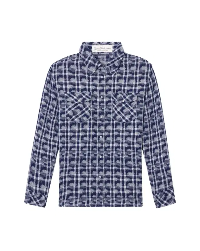 God's True Cashmere Shibori Plaid Cashmere Sport Shirt