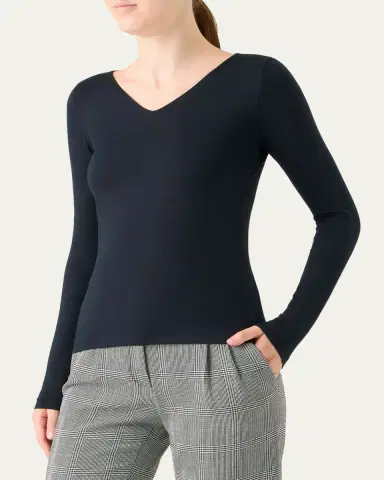 Akris V-Neck Jersey Long-Sleeve T-Shirt | Thumbnail 4 Akris V-Neck Jersey Long-Sleeve T-Shirt | Thumbnail 4