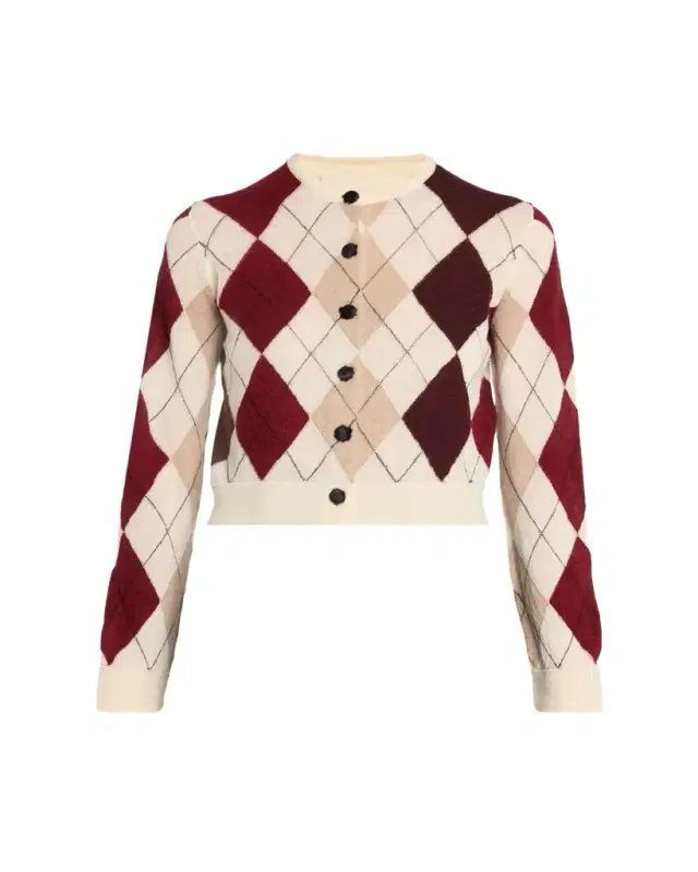 Charli Cashmere-Blend Argyle Cardigan