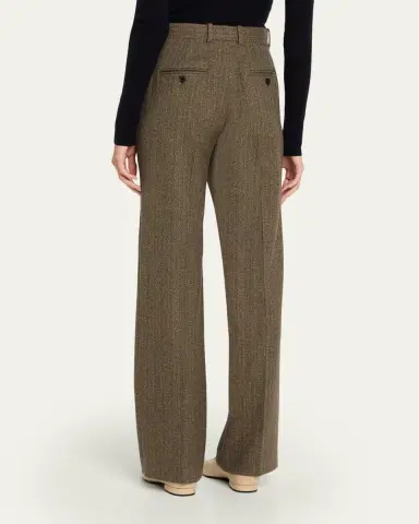 Loro Piana Goldie Striped Wool-Cashmere Straight-Leg Trousers | Thumbnail 3