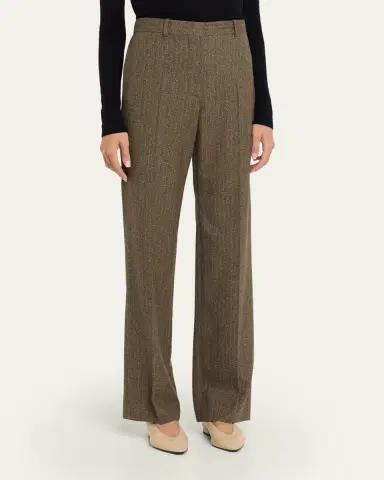 Loro Piana Goldie Striped Wool-Cashmere Straight-Leg Trousers | Thumbnail 4