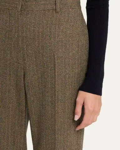 Loro Piana Goldie Striped Wool-Cashmere Straight-Leg Trousers | Thumbnail 5